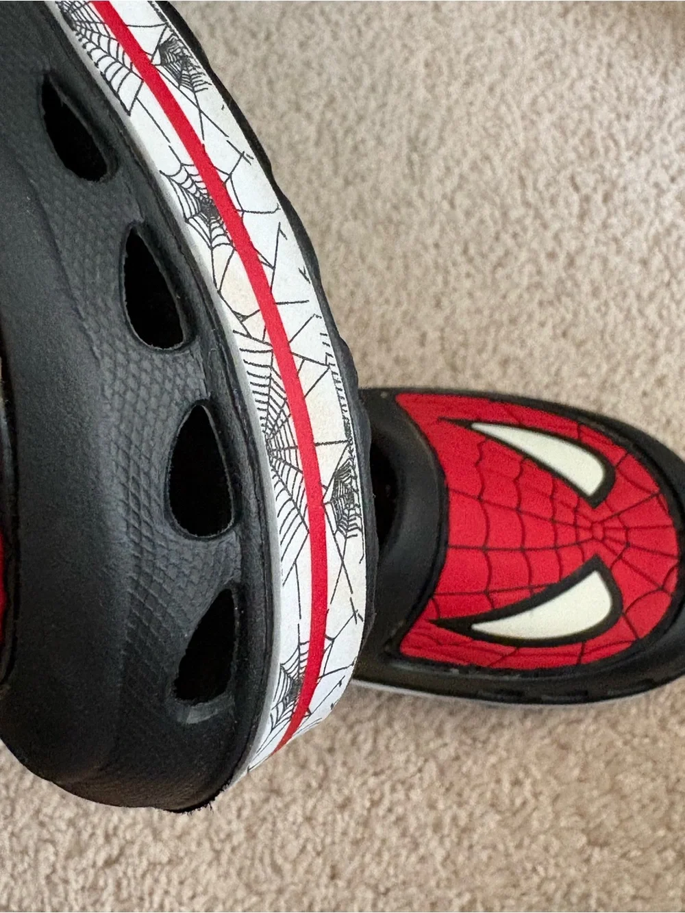 Spiderman Child's Slip On Sling Back Shoes Black And Red Marvel Clogs Size 2